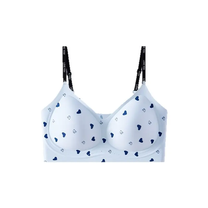 Summer Cool and Breathable Jelly Strip Seamless Bra with Fixed Cups, Gathers and Supports Side Breasts, Wireless, Age-Reducing Young Women's Underwear