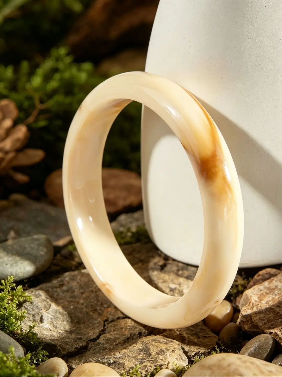 European and American Style Round Acrylic Bracelet, Unique Minimalist Design, Trendy Versatile Wristband, Light Luxury High-End Feel, Women's Jewelry