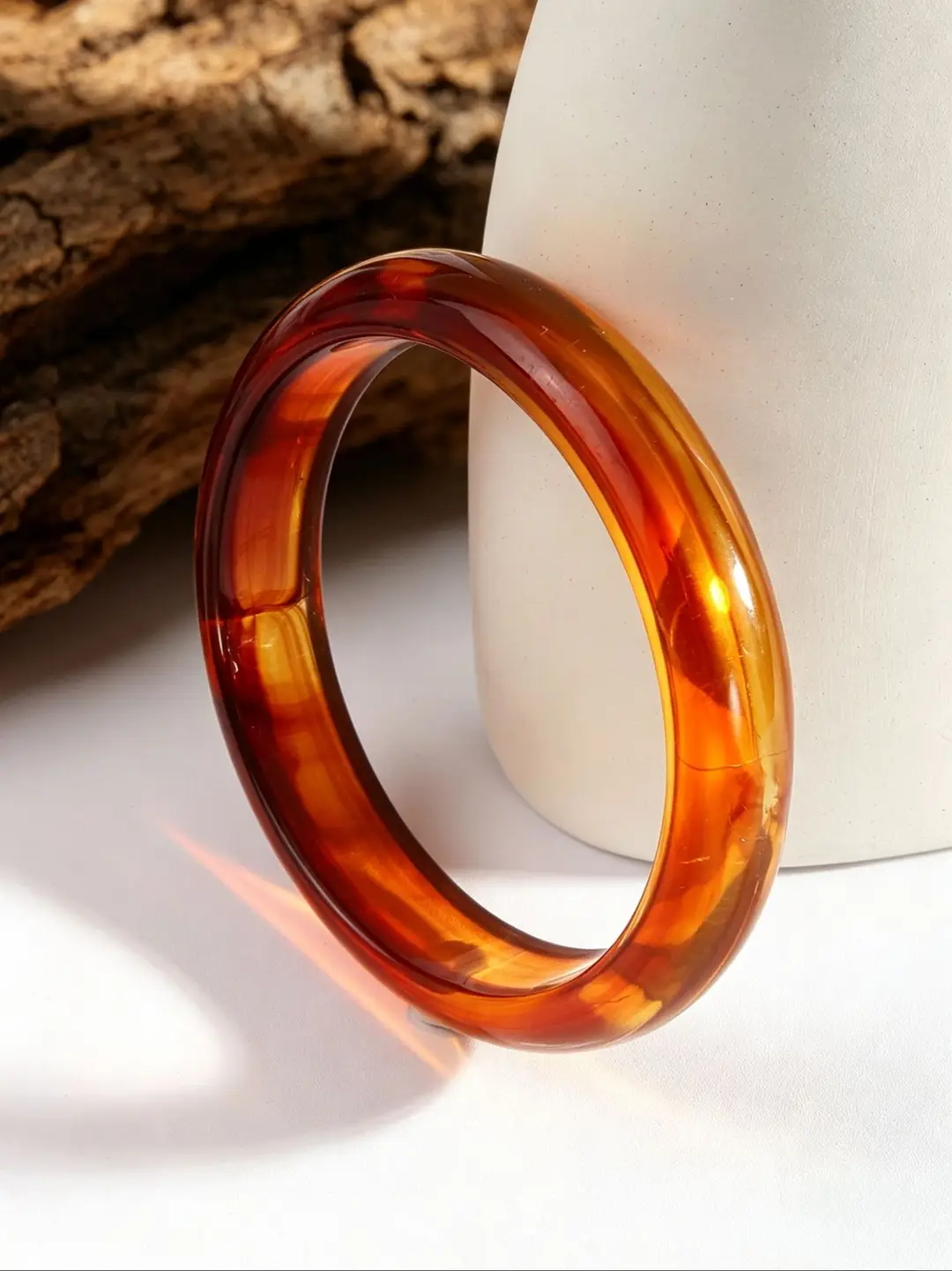 European and American Style Round Acrylic Bracelet, Unique Minimalist Design, Trendy Versatile Wristband, Light Luxury High-End Feel, Women's Jewelry