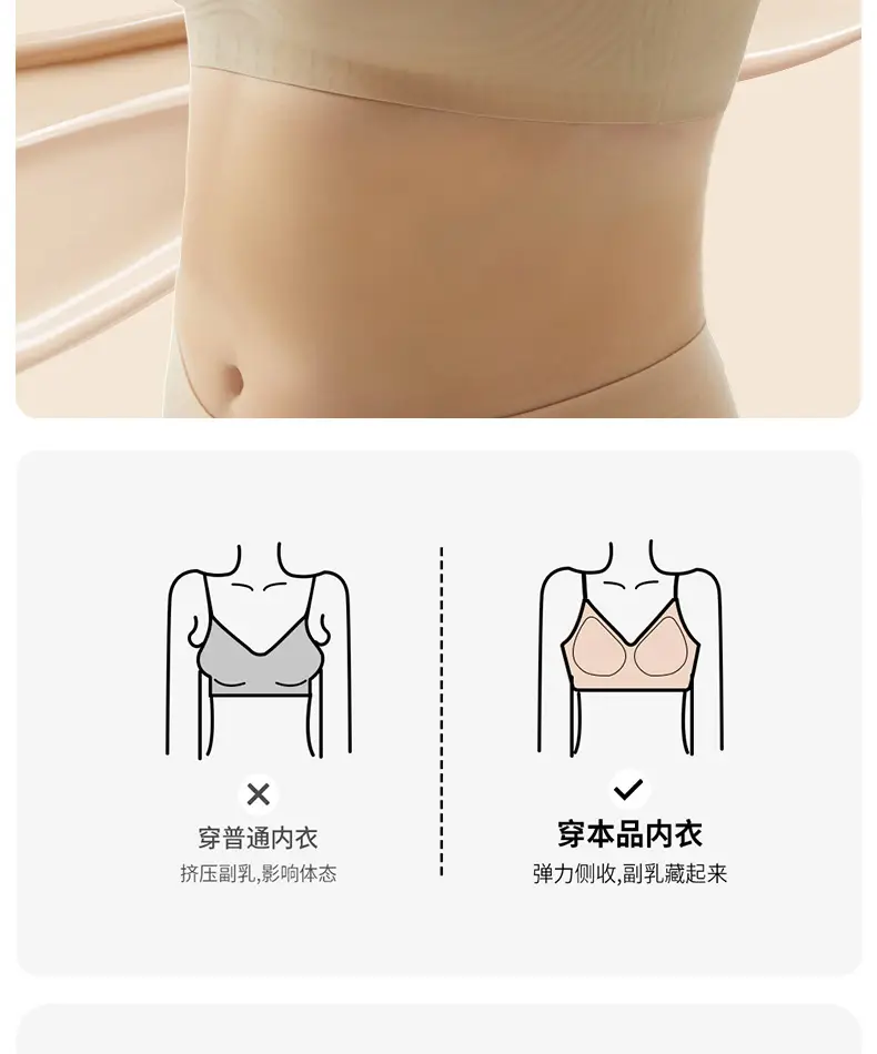 100kg Plus Size Seamless Women's Underwear, Large Bust Minimizing, Gathered Anti-Sagging Vest-Style Bra, Cross-Border — feature 15
