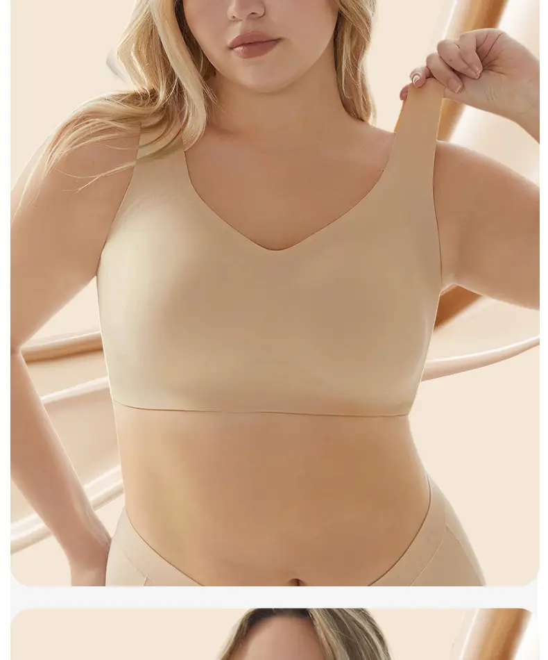 100kg Plus Size Seamless Women's Underwear, Large Bust Minimizing, Gathered Anti-Sagging Vest-Style Bra, Cross-Border — feature 21