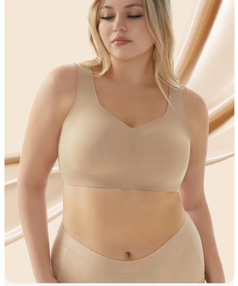 100kg Plus Size Seamless Women's Underwear, Large Bust Minimizing, Gathered Anti-Sagging Vest-Style Bra, Cross-Border — feature 22