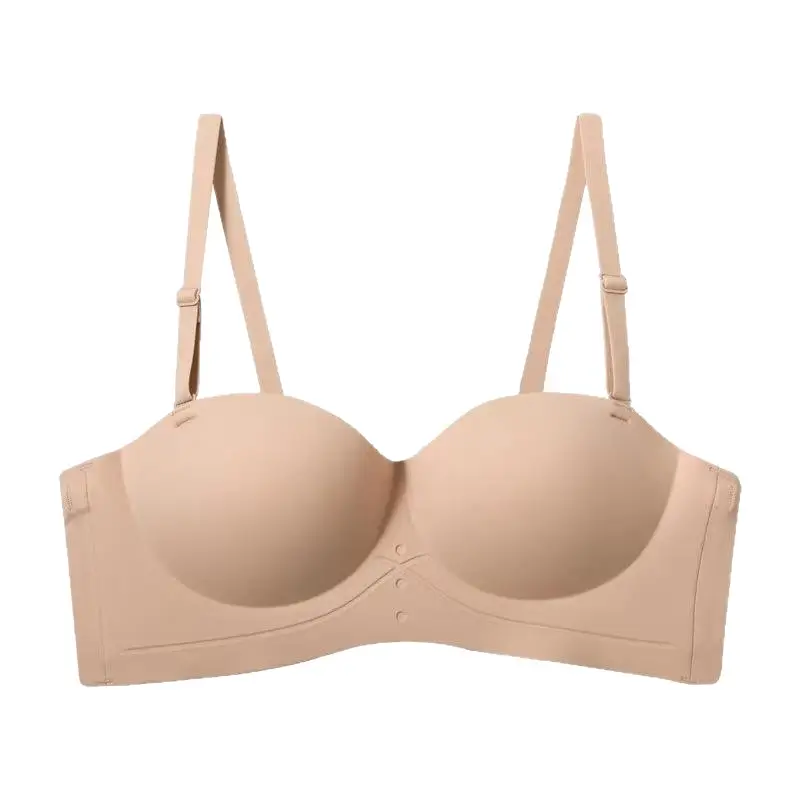 Half-Cup Bra for Women with Small Busts, Strapless, Thickened, Gathers and Enhances Appearance, Prevents Side Breast Sagging, Wireless Bra
