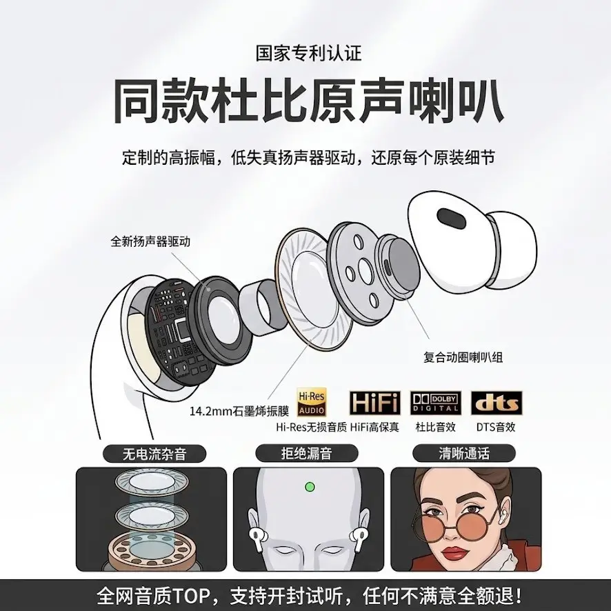Pro3 Wireless Ai Smart Translation Bluetooth Headset Is Suitable for Apple AirPods Pro Huawei Xiaomi Mobile Phones