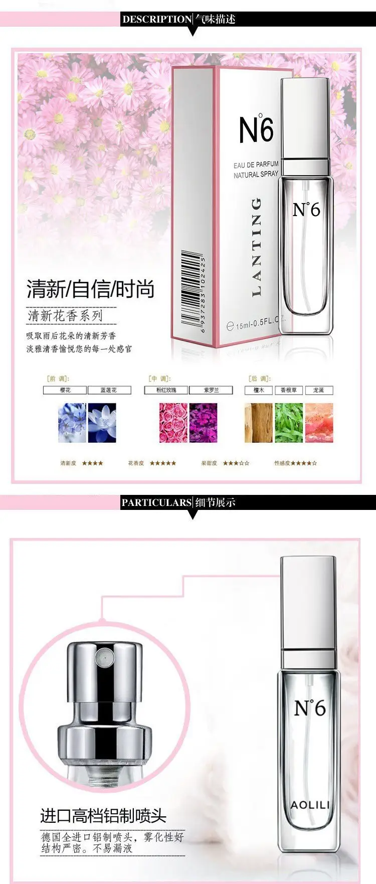 N ° 6 Perfumes for Women, Light Fragrance, Fresh and Natural, Niche Perfume, Long-Lasting Fragrance, Affordable for Students, Popular Perfume. — feature 4