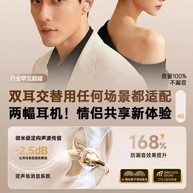 Wireless Bluetooth Dual Earphones, Ear Clip Type, Semi-In-Ear, Two-In-One, 0.05kg Pairs, Ultra-Long Battery Life, Running Noise Reduction, 2026 New Model
