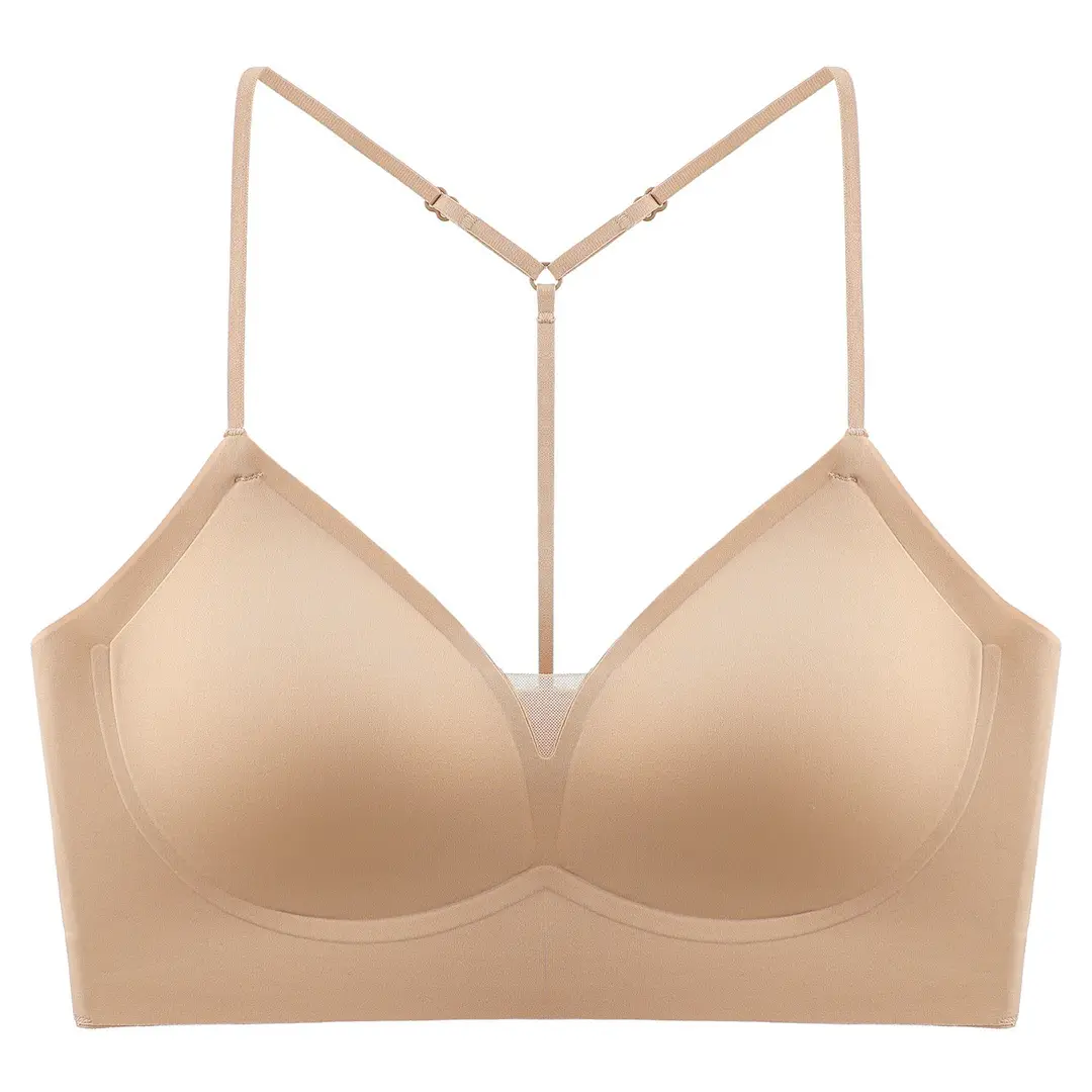 New Fashion Y-Shaped Rhinestone Backless Seamless Bra, Lightweight and Sexy Deep V Pure Desire Camisole Lingerie for Women, Comfortable and Breathable