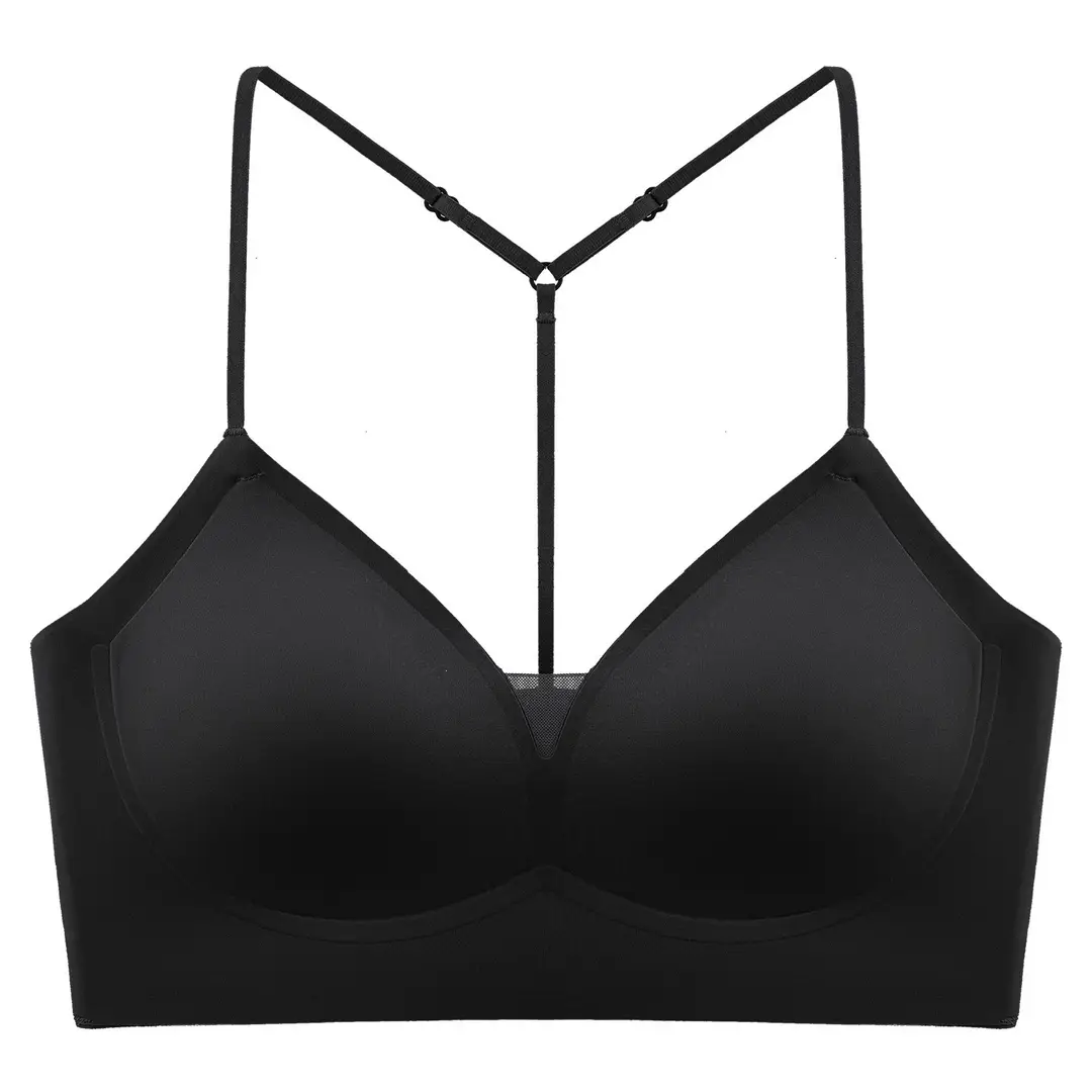 New Fashion Y-Shaped Rhinestone Backless Seamless Bra, Lightweight and Sexy Deep V Pure Desire Camisole Lingerie for Women, Comfortable and Breathable