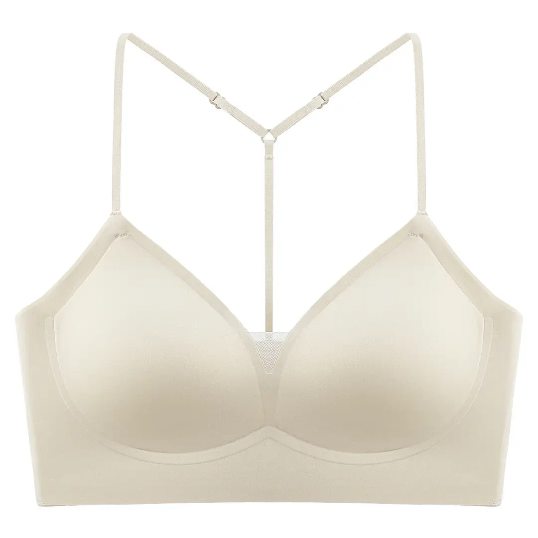 New Fashion Y-Shaped Rhinestone Backless Seamless Bra, Lightweight and Sexy Deep V Pure Desire Camisole Lingerie for Women, Comfortable and Breathable
