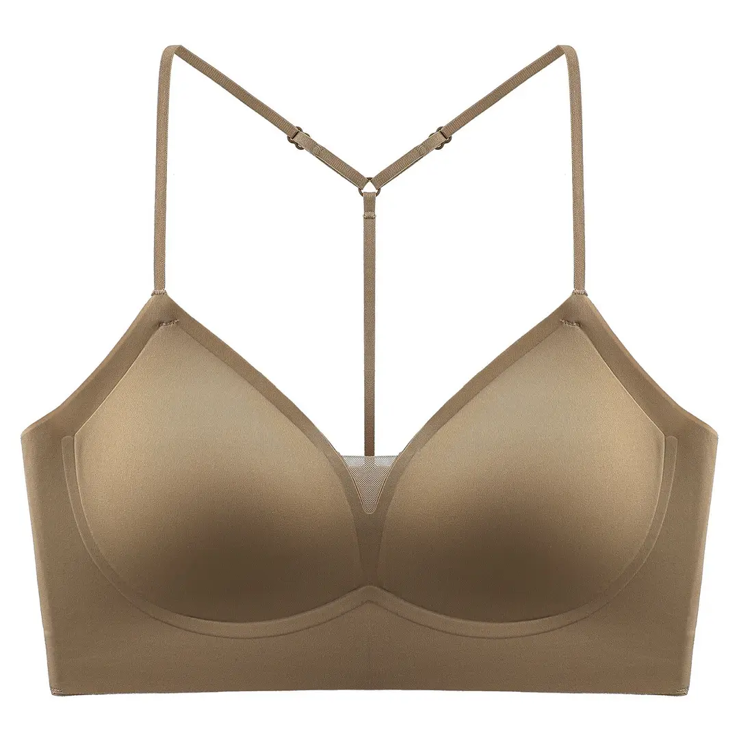 New Fashion Y-Shaped Rhinestone Backless Seamless Bra, Lightweight and Sexy Deep V Pure Desire Camisole Lingerie for Women, Comfortable and Breathable