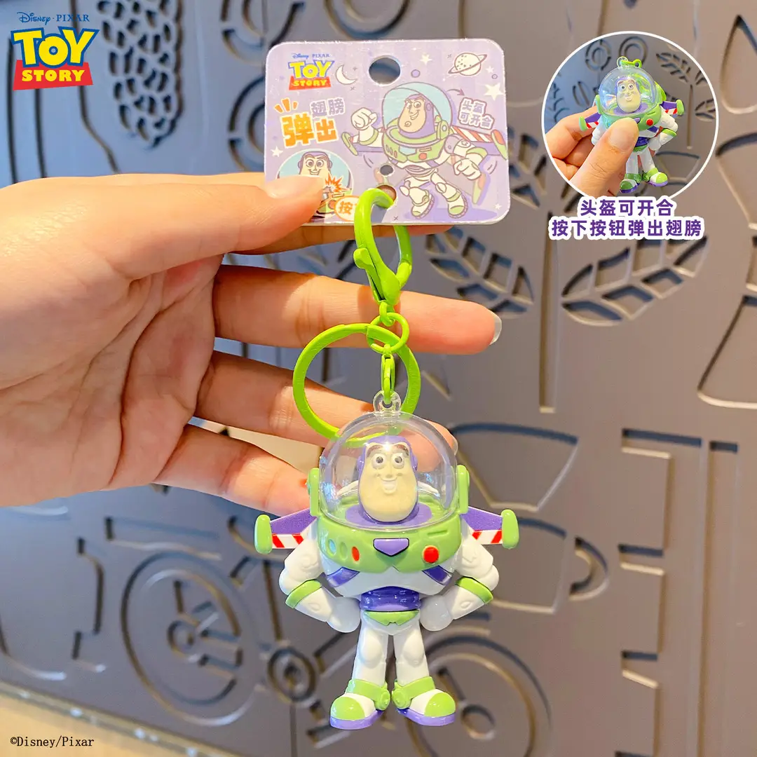 Authentic Toy Story Buzz Lightyear Winged Keychain Cartoon Multifunctional Children's Toy School Bag Pendant
