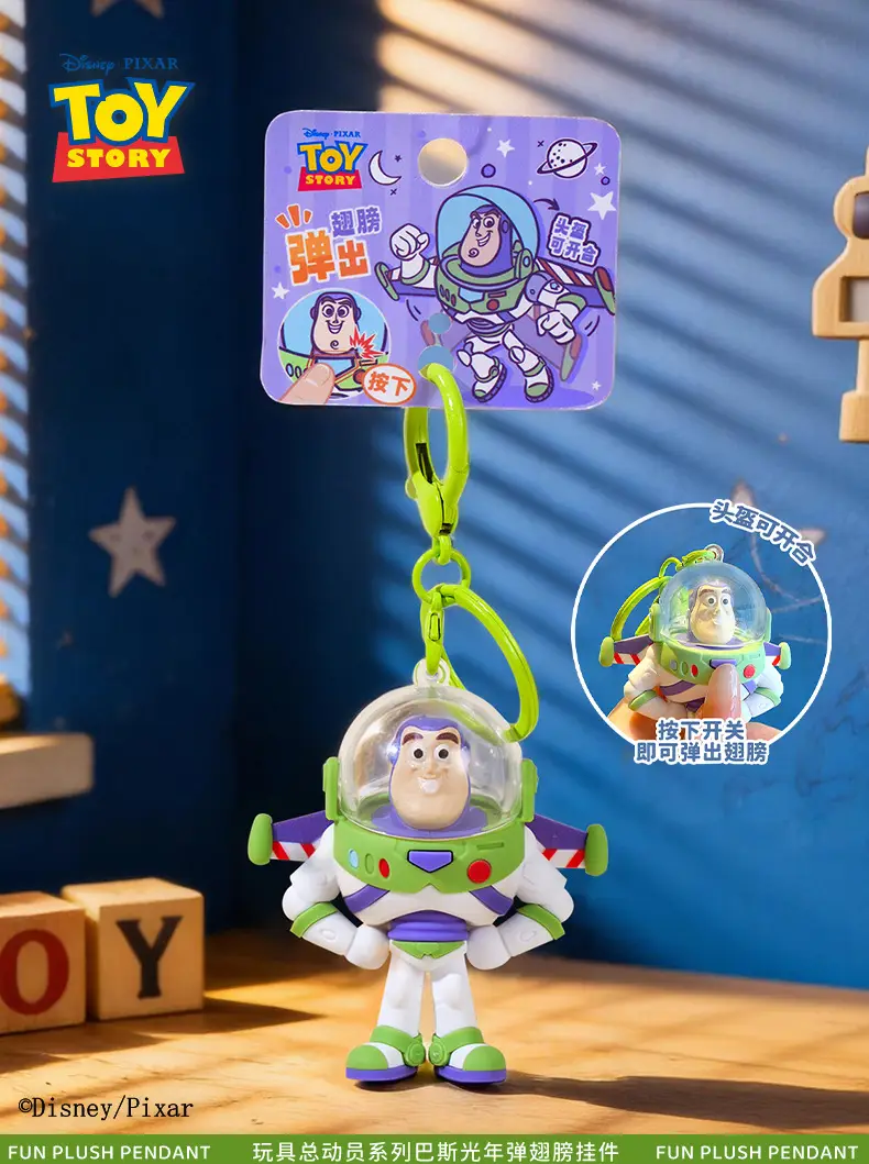 Authentic Toy Story Buzz Lightyear Winged Keychain Cartoon Multifunctional Children's Toy School Bag Pendant — feature 4