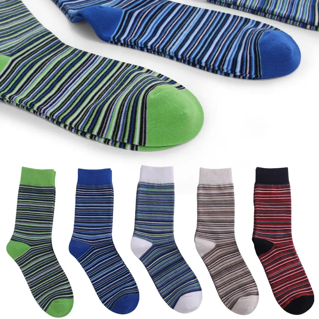 Cross-Border Foreign Trade Socks for Men, Plus Size Men's Socks, Japanese Retro Colorful Striped Mid-Tube Slouch Socks, Ins-Style Long Socks