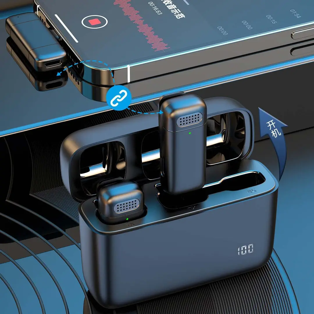 Cross-Border New Product: Dual Wireless Lavalier Microphones for Outdoor Mobile Live Streaming, Interview Microphones, Noise Reduction Mini Microphones — feature 4