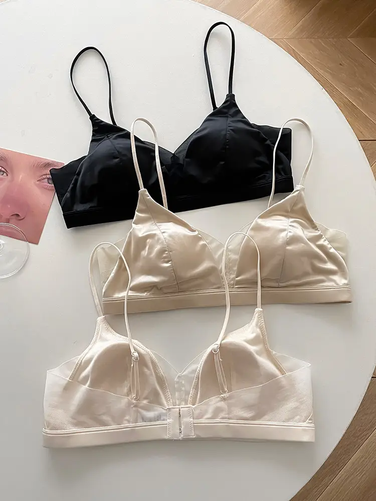 Original Japanese 100% Mulberry Silk Seamless Triangle Cup Bra for Women, Minimizes Large Bust, Prevents Sagging, Wireless Bra — feature 11