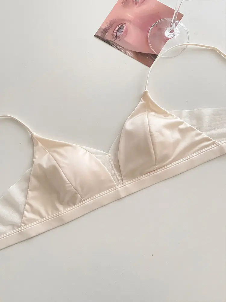 Original Japanese 100% Mulberry Silk Seamless Triangle Cup Bra for Women, Minimizes Large Bust, Prevents Sagging, Wireless Bra — feature 12