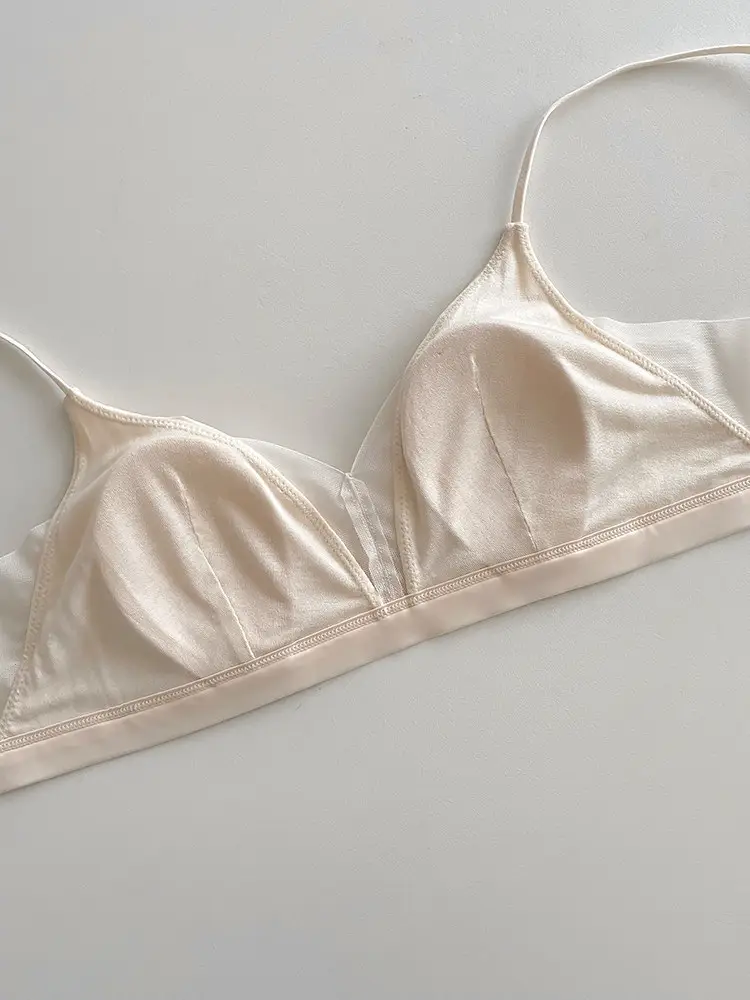 Original Japanese 100% Mulberry Silk Seamless Triangle Cup Bra for Women, Minimizes Large Bust, Prevents Sagging, Wireless Bra — feature 14