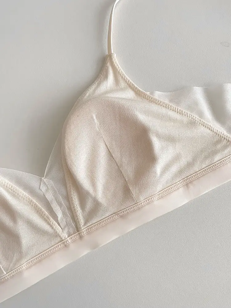 Original Japanese 100% Mulberry Silk Seamless Triangle Cup Bra for Women, Minimizes Large Bust, Prevents Sagging, Wireless Bra — feature 15