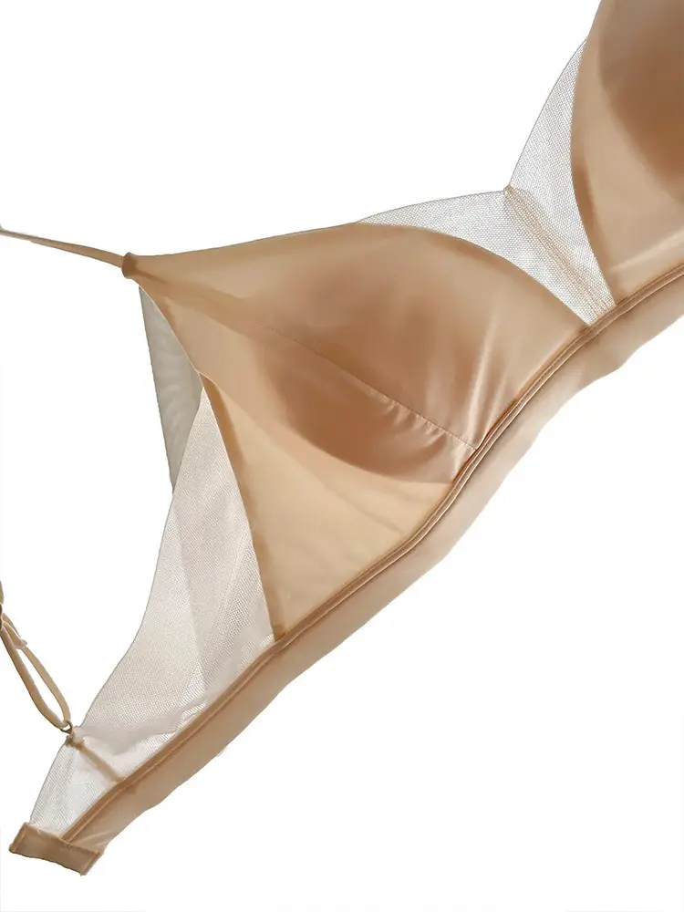 Original Japanese 100% Mulberry Silk Seamless Triangle Cup Bra for Women, Minimizes Large Bust, Prevents Sagging, Wireless Bra — feature 2