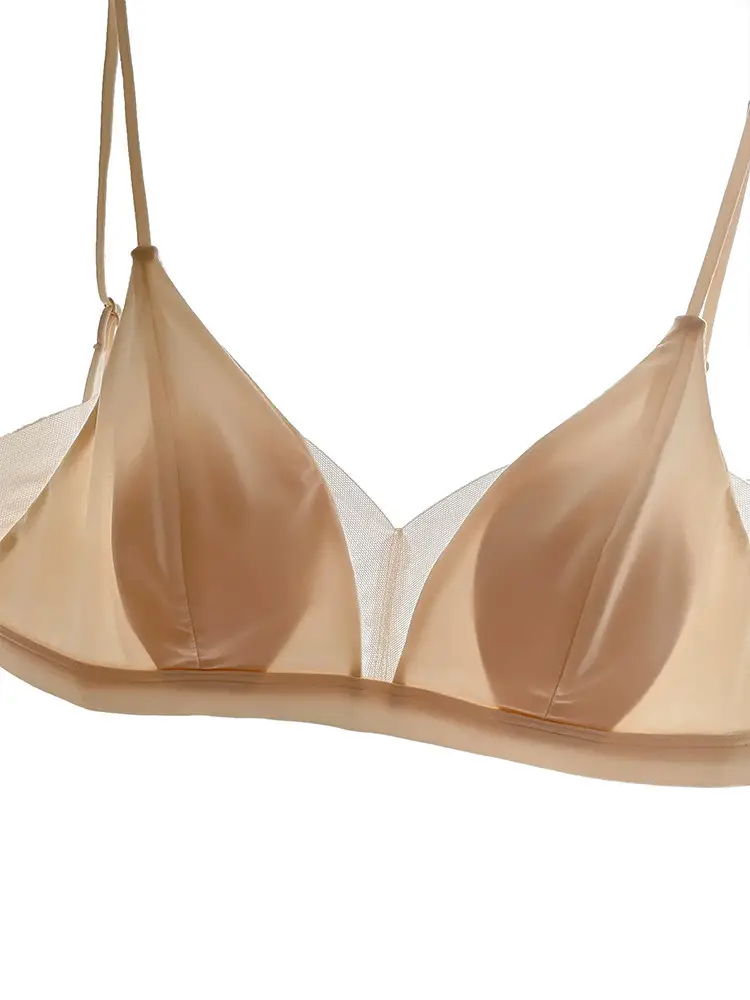 Original Japanese 100% Mulberry Silk Seamless Triangle Cup Bra for Women, Minimizes Large Bust, Prevents Sagging, Wireless Bra — feature 3