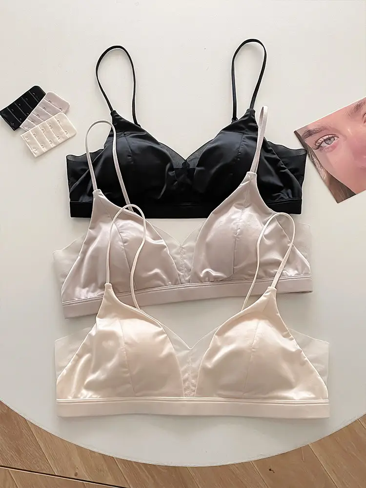 Original Japanese 100% Mulberry Silk Seamless Triangle Cup Bra for Women, Minimizes Large Bust, Prevents Sagging, Wireless Bra — feature 6