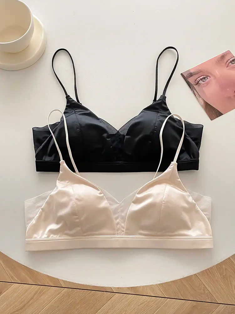 Original Japanese 100% Mulberry Silk Seamless Triangle Cup Bra for Women, Minimizes Large Bust, Prevents Sagging, Wireless Bra — feature 7