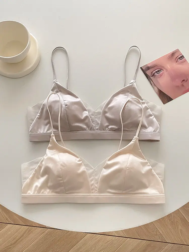 Original Japanese 100% Mulberry Silk Seamless Triangle Cup Bra for Women, Minimizes Large Bust, Prevents Sagging, Wireless Bra — feature 8