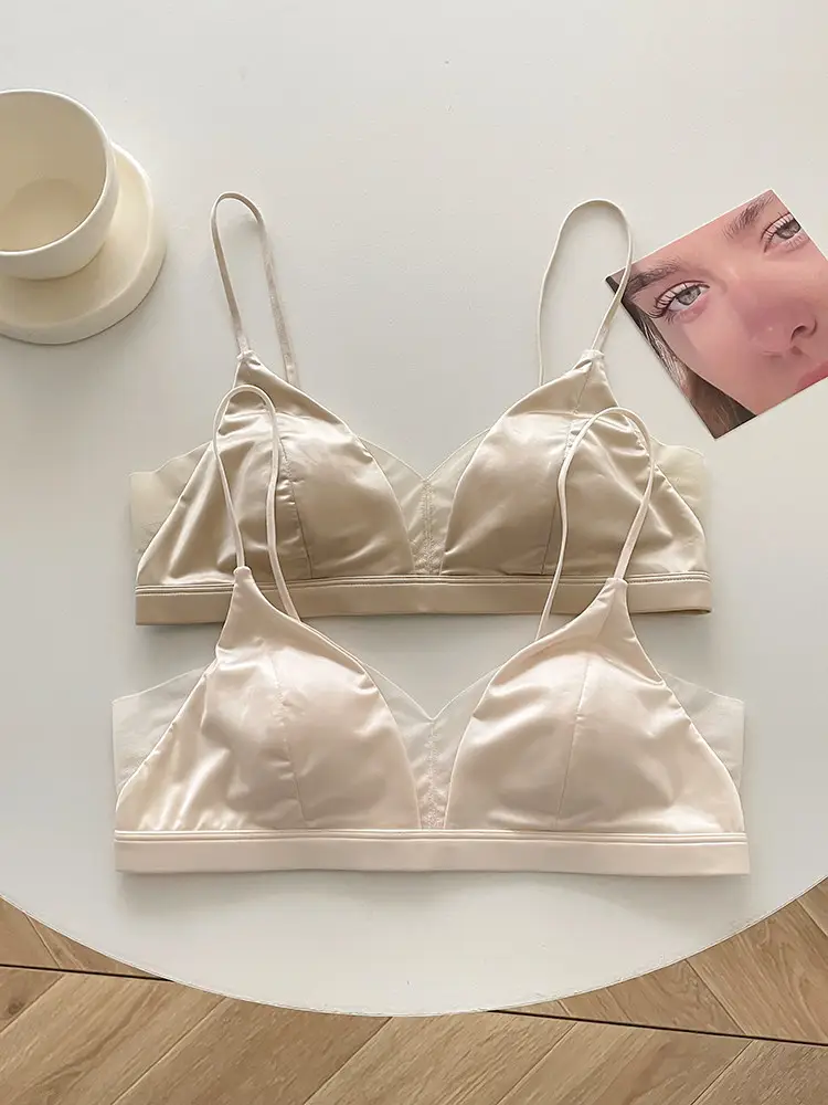 Original Japanese 100% Mulberry Silk Seamless Triangle Cup Bra for Women, Minimizes Large Bust, Prevents Sagging, Wireless Bra — feature 9