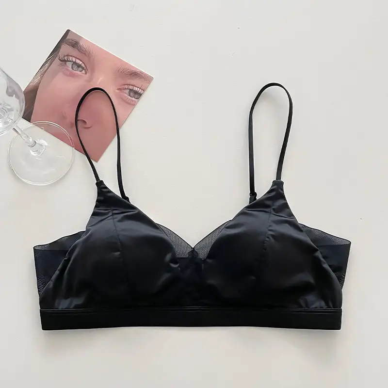 Original Japanese 100% Mulberry Silk Seamless Triangle Cup Bra for Women, Minimizes Large Bust, Prevents Sagging, Wireless Bra