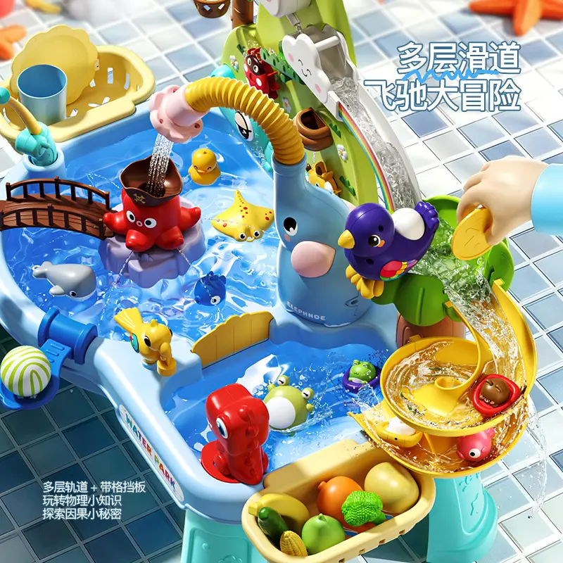 Water Park Toys, Children's Bathing Water Play Pool, Summer Swimming Pool, Baby Dishwashing Game Table, Electric Water Dispenser