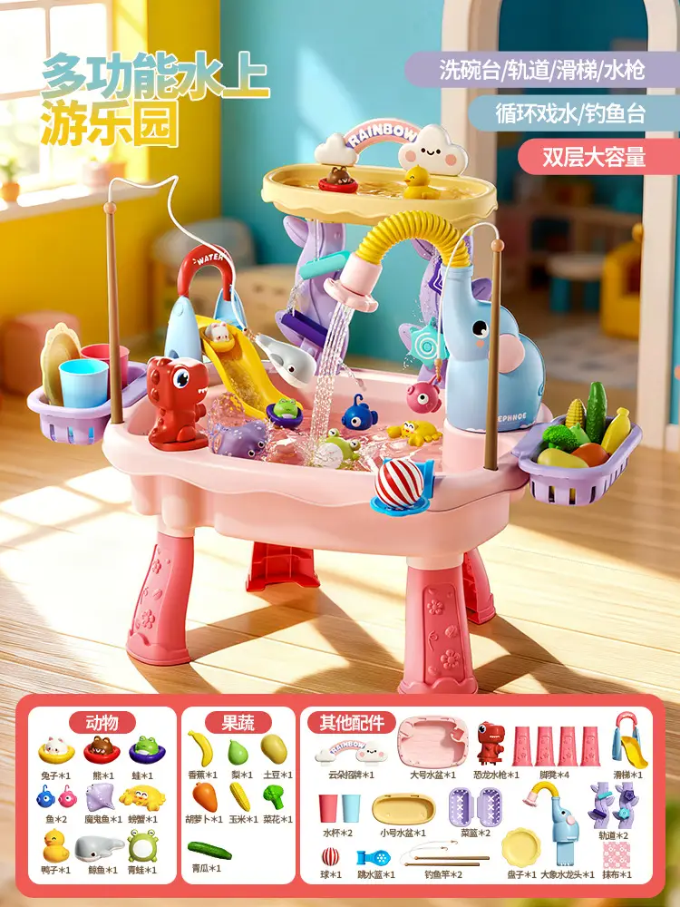 Water Park Toys, Children's Bathing Water Play Pool, Summer Swimming Pool, Baby Dishwashing Game Table, Electric Water Dispenser
