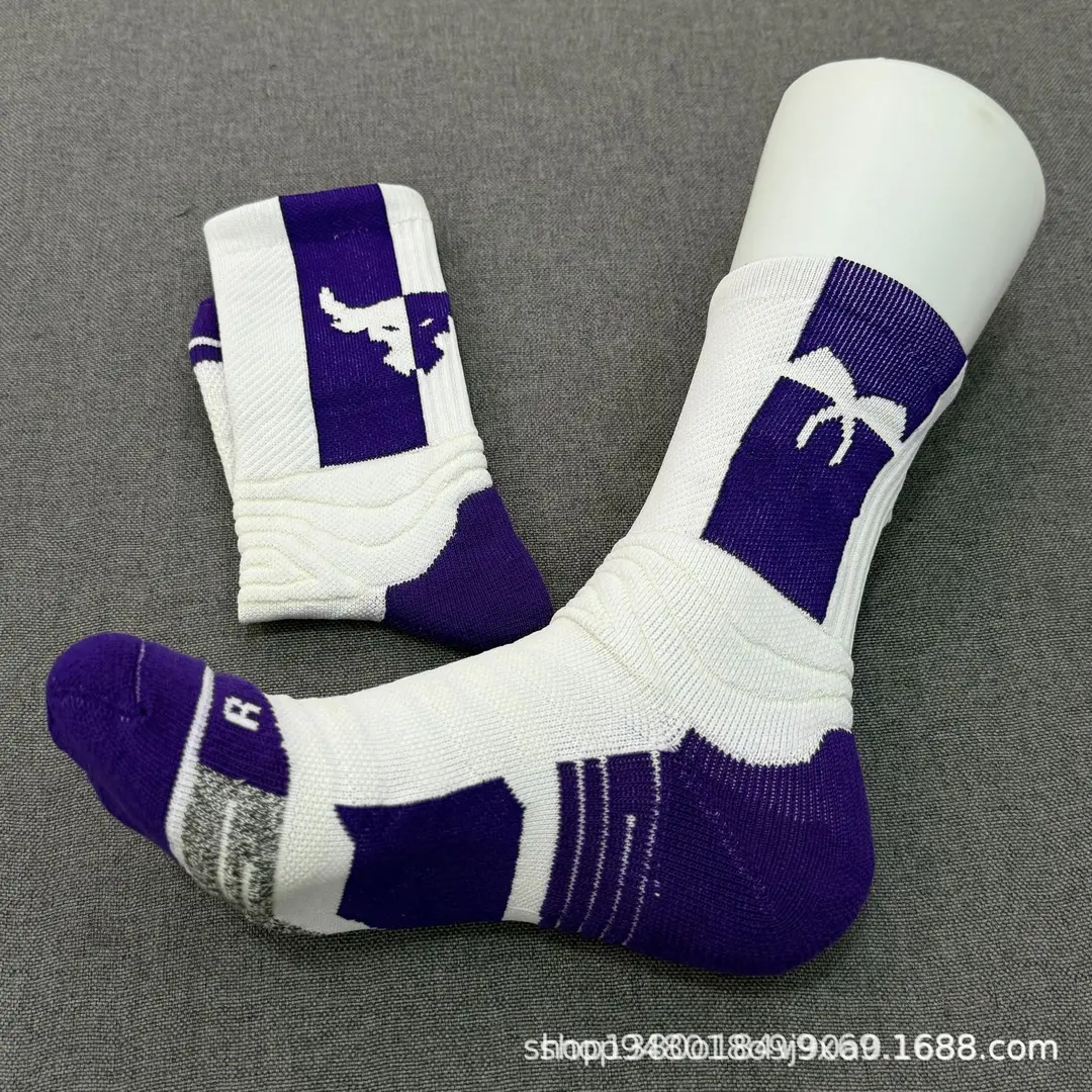 Johnson 2.0U &A Cow Head Towel Bottom Thickened Sweat-Absorbent Basketball Socks Colorful Long Tube Practical Training Sports Socks for Men — feature 22