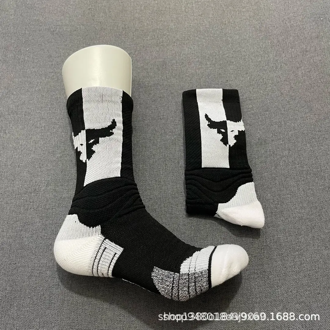 Johnson 2.0U &A Cow Head Towel Bottom Thickened Sweat-Absorbent Basketball Socks Colorful Long Tube Practical Training Sports Socks for Men