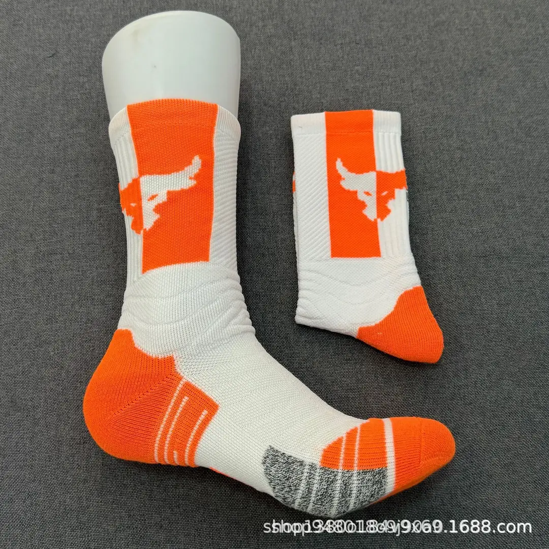 Johnson 2.0U &A Cow Head Towel Bottom Thickened Sweat-Absorbent Basketball Socks Colorful Long Tube Practical Training Sports Socks for Men