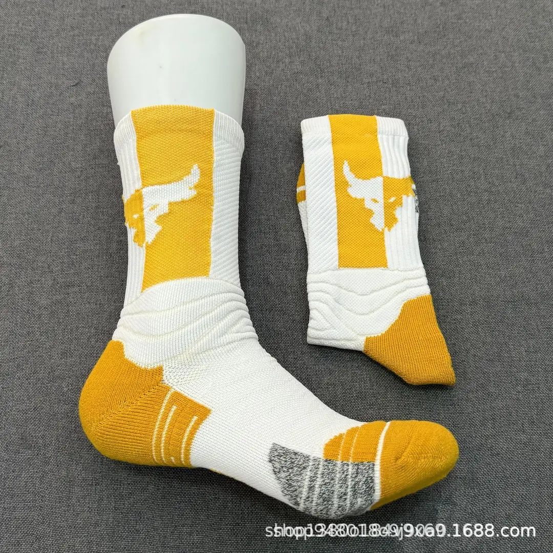 Johnson 2.0U &A Cow Head Towel Bottom Thickened Sweat-Absorbent Basketball Socks Colorful Long Tube Practical Training Sports Socks for Men