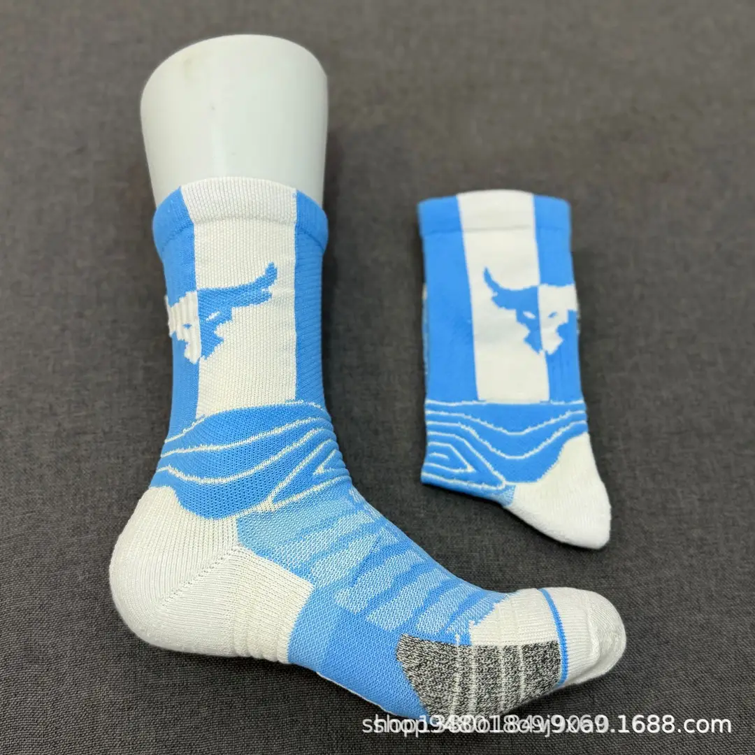 Johnson 2.0U &A Cow Head Towel Bottom Thickened Sweat-Absorbent Basketball Socks Colorful Long Tube Practical Training Sports Socks for Men