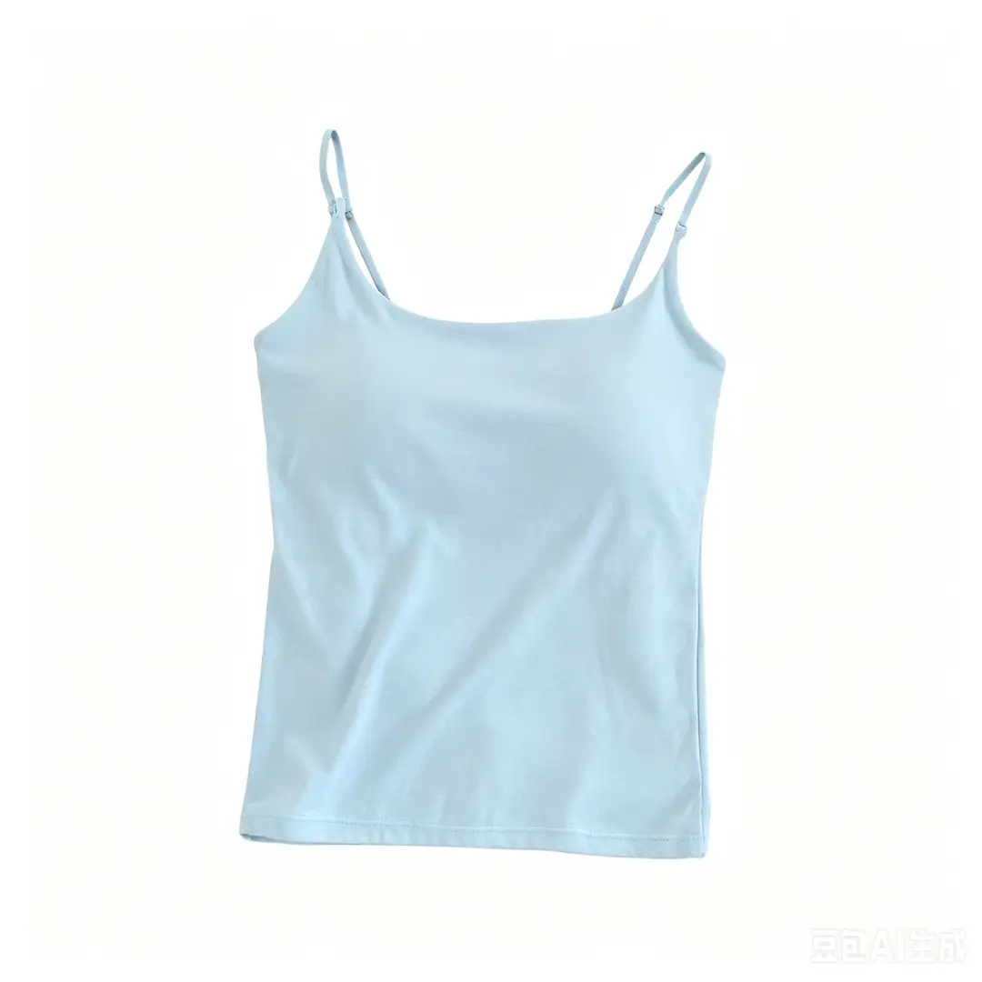 New Lyocell Cotton Fixed-Cup Camisole for Women, Summer New Style with Chest Pads, Solid Color, Slim Fit, Versatile, Beautiful Back Design
