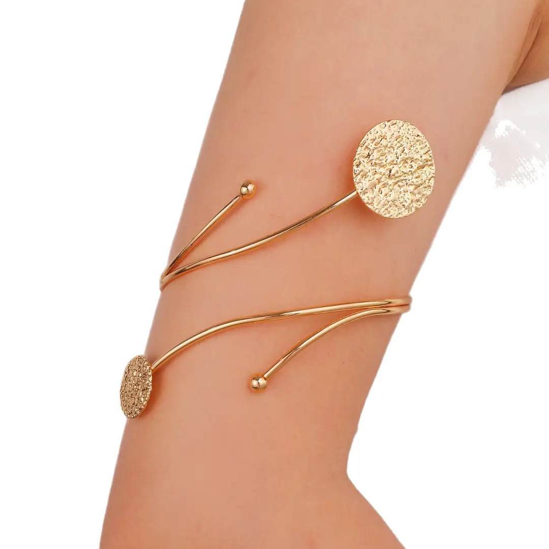 Cross-Border Hot-Selling Floral Open Arm Bracelet, Geometric Light Luxury Niche High-End Bracelet, Fashionable Arm Ring, Non-Fading Bracelet