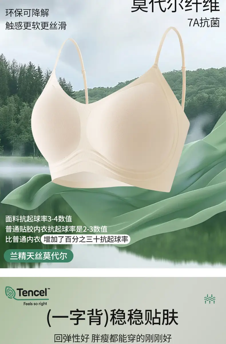 60-Count Tencel Lenzing Modal Seamless Women's Bra with Fixed Cups, Breathable, Push-Up, Foundation-Like Coverage, Strapless Invisible Bra — feature 4
