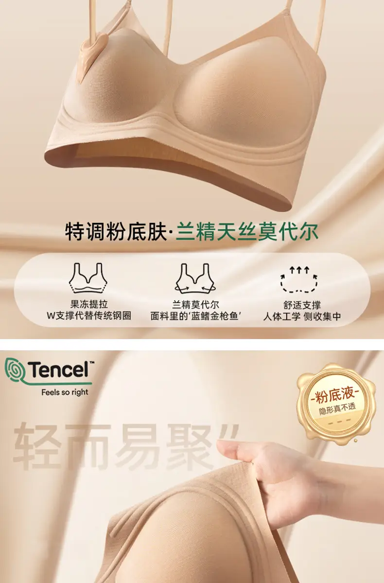 60-Count Tencel Lenzing Modal Seamless Women's Bra with Fixed Cups, Breathable, Push-Up, Foundation-Like Coverage, Strapless Invisible Bra — feature 6