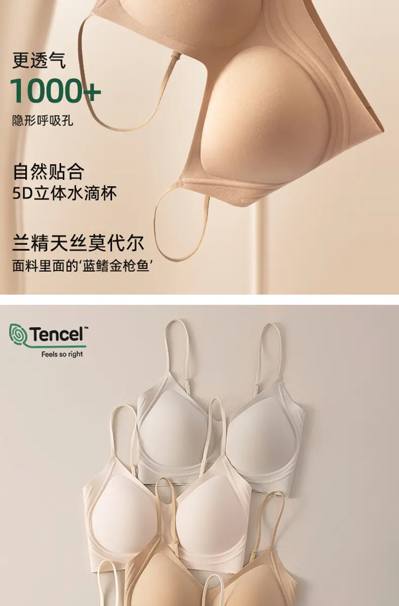 60-Count Tencel Lenzing Modal Seamless Women's Bra with Fixed Cups, Breathable, Push-Up, Foundation-Like Coverage, Strapless Invisible Bra — feature 7