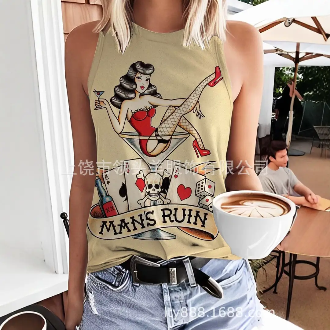 European and American Western Style Cactus Print Sleeveless Vest for Women, Retro American Style Loose Casual Top, Cross-Border Supply - Image 32