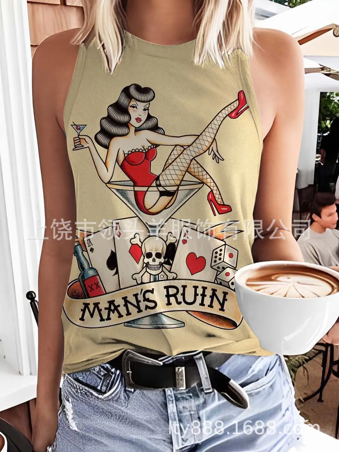 European and American Western Style Cactus Print Sleeveless Vest for Women, Retro American Style Loose Casual Top, Cross-Border Supply - Image 10