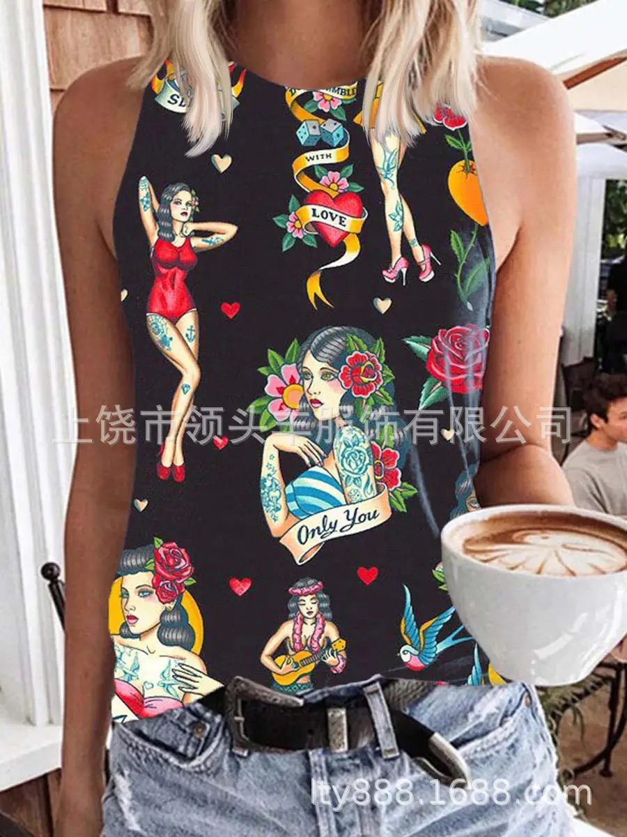 European and American Western Style Cactus Print Sleeveless Vest for Women, Retro American Style Loose Casual Top, Cross-Border Supply - Image 23