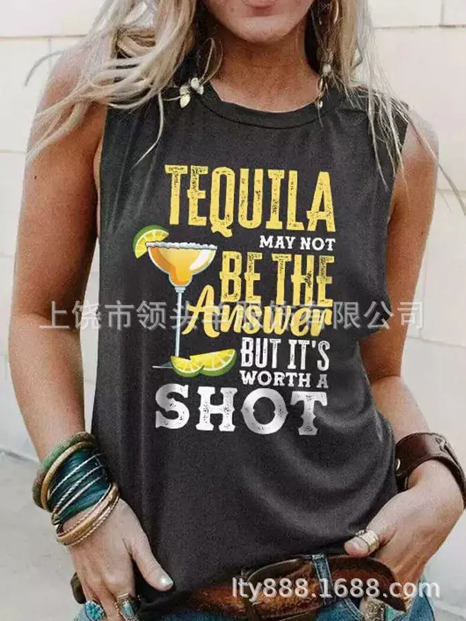 European and American Western Style Cactus Print Sleeveless Vest for Women, Retro American Style Loose Casual Top, Cross-Border Supply - Image 3