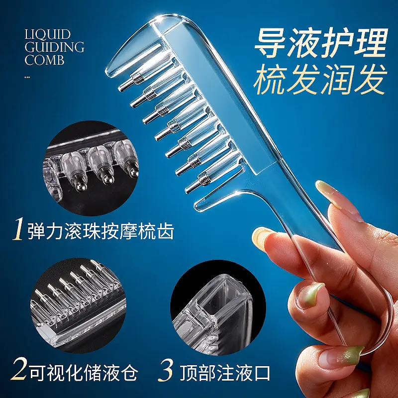 Transparent Crystal Liquid-Guiding Comb for Scalp Care Solution, Minoxidil Applicator Comb - Image 7