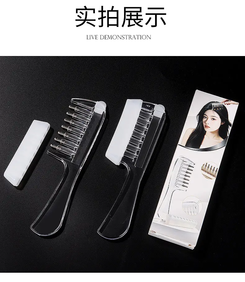Transparent Crystal Liquid-Guiding Comb for Scalp Care Solution, Minoxidil Applicator Comb — feature 13