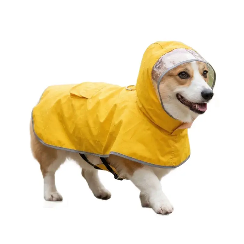 Dog Raincoat Cape Waterproof for Small and Medium-Sized Dogs Like Corgis, Teddy, Bichon, Anti-Dirt for Rainy Days, with Leash Attachment Pet Clothing