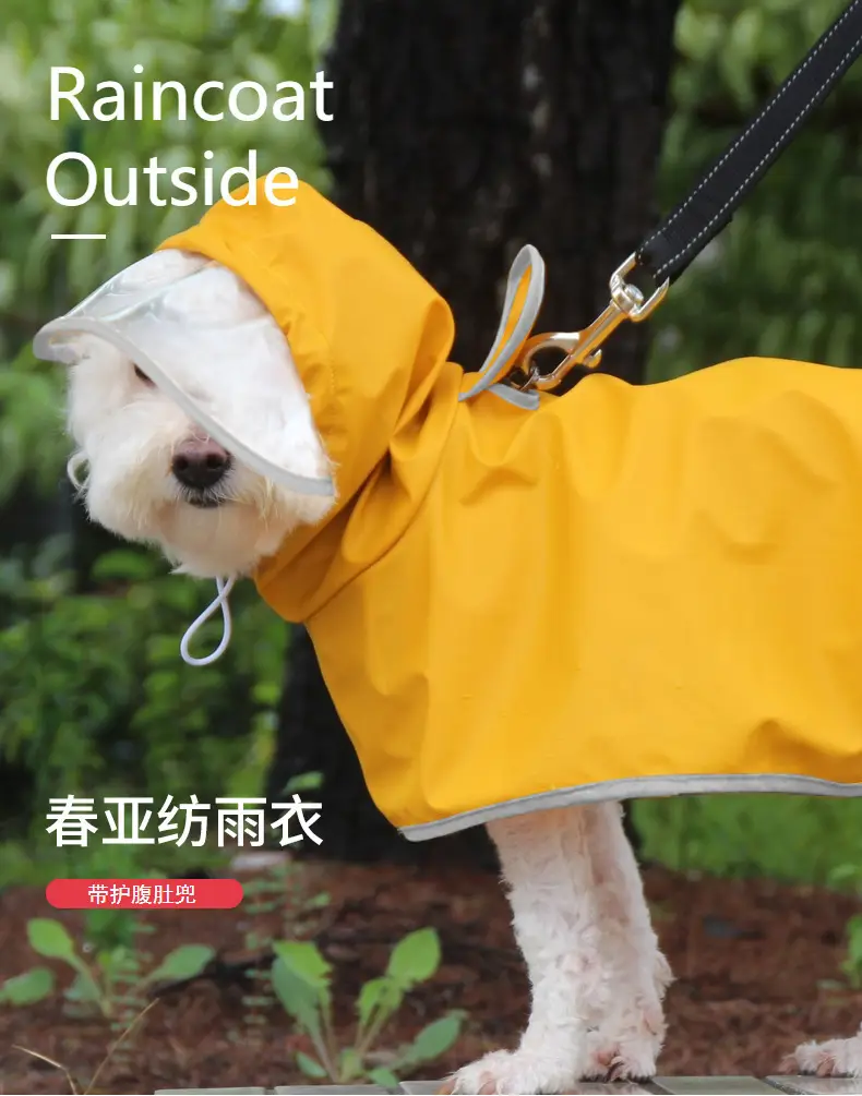 Dog Raincoat Cape Waterproof for Small and Medium-Sized Dogs Like Corgis, Teddy, Bichon, Anti-Dirt for Rainy Days, with Leash Attachment Pet Clothing — feature 1