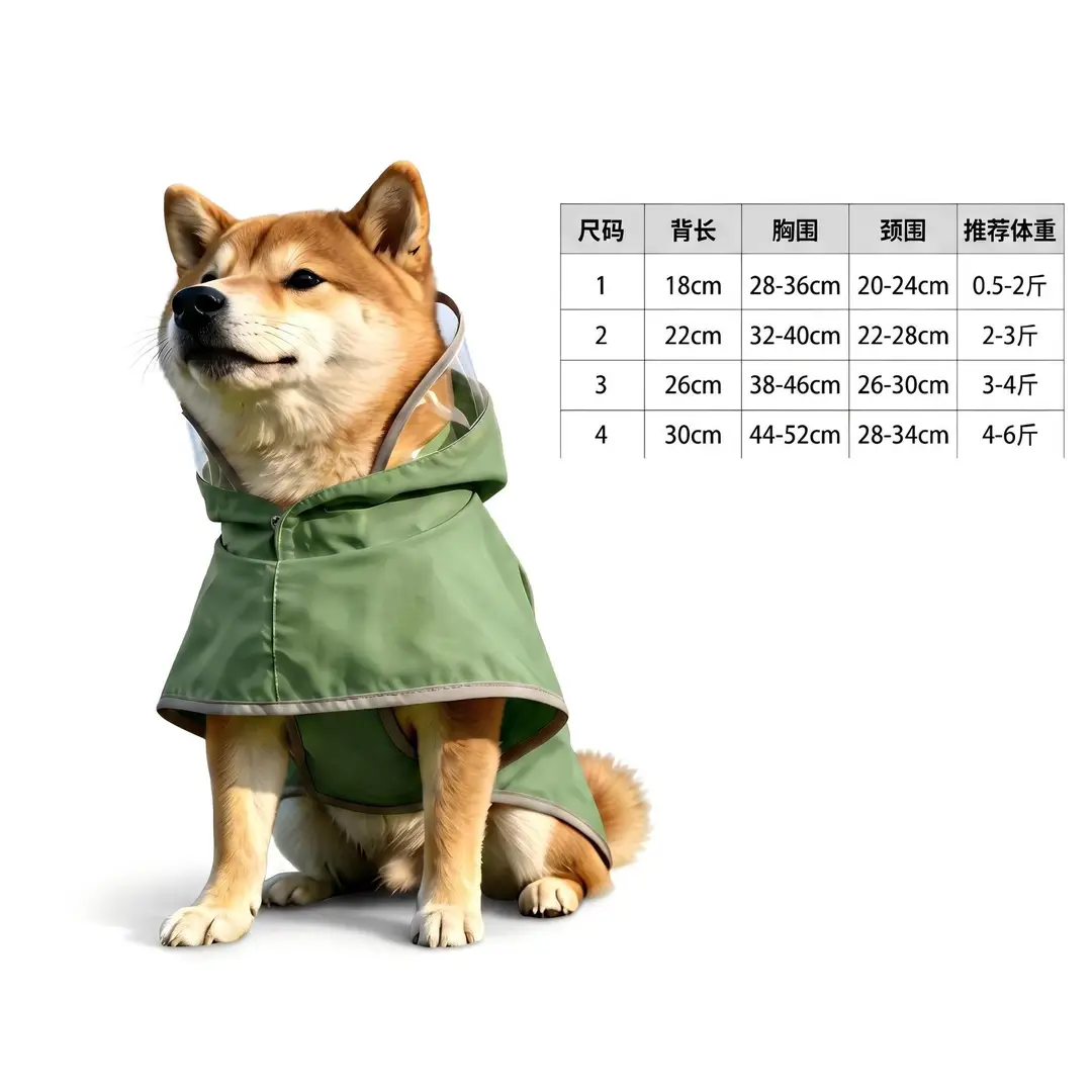 Dog Raincoat Cape Waterproof for Small and Medium-Sized Dogs Like Corgis, Teddy, Bichon, Anti-Dirt for Rainy Days, with Leash Attachment Pet Clothing